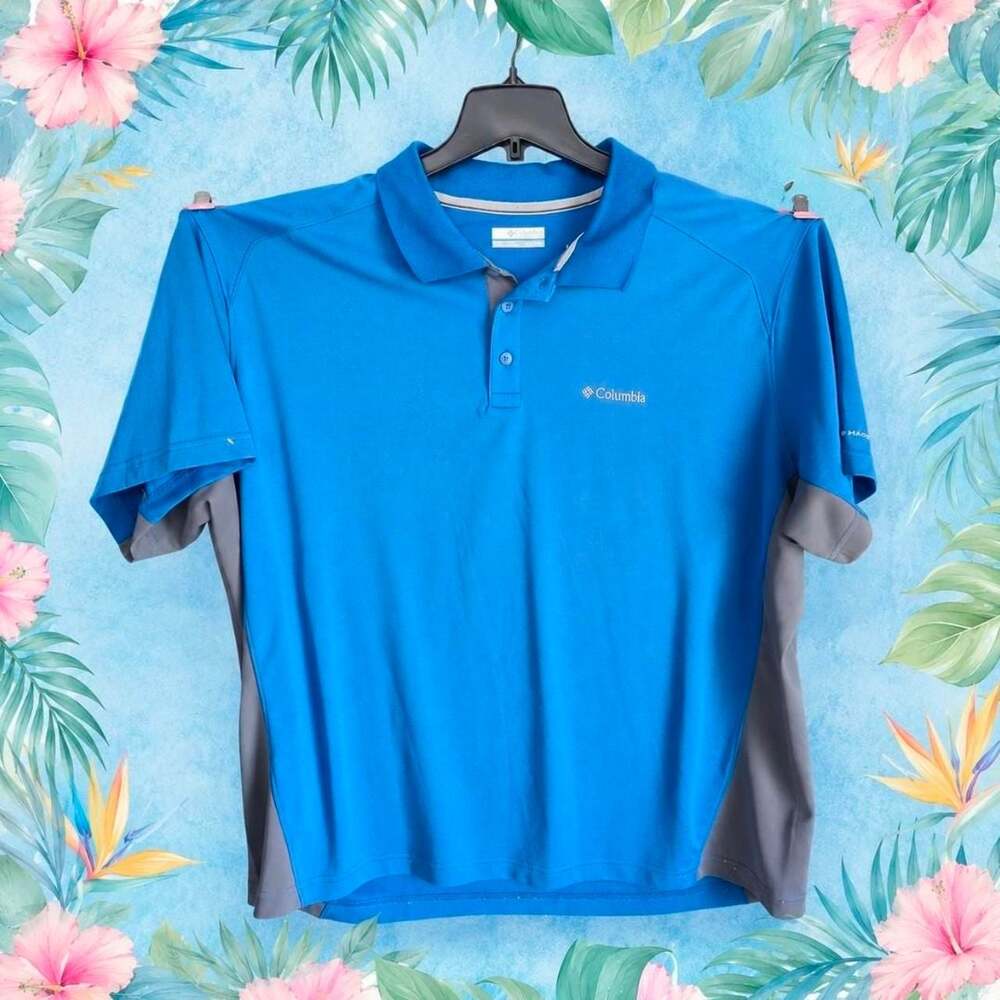 0084-Columbia Omni-Shade Performance Golf Polo Shirt Blue XXL